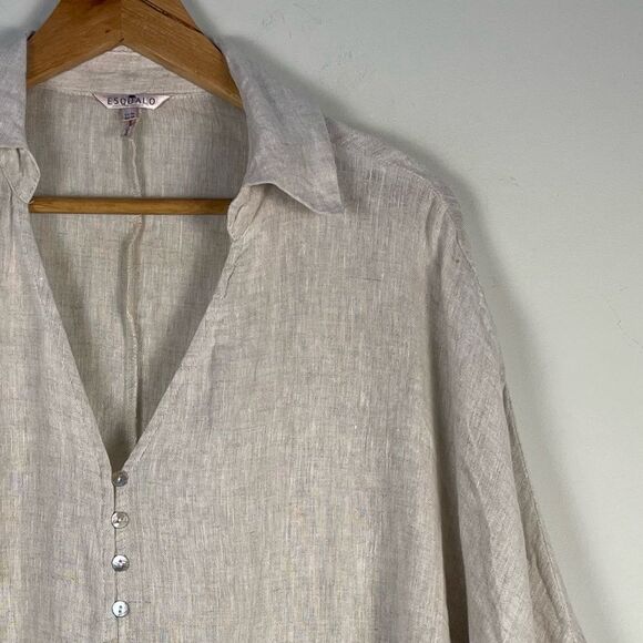 Esqualo Linen Boxy Oversized Fit Button Down Shirt Size M Woven Linen Beach - Picture 5 of 11